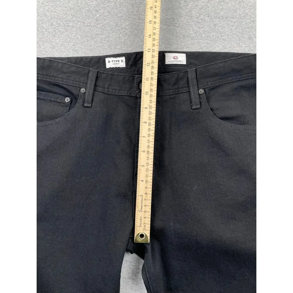 AG Adriano Goldschmied Jeans Mens 37x29 Deep Black Straight B-Type II Denim